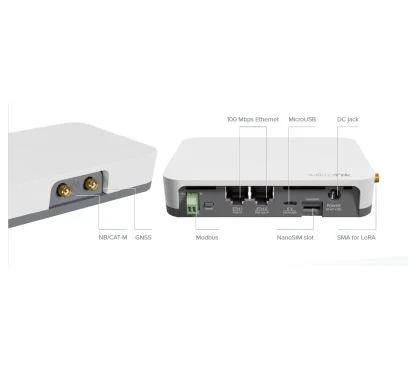 Mikrotik (KNOT LR8 KIT) RB924iR-2nD-BT5&BG77&R11e-LR8 Gateway IoT, 2 puertos 10/100 (PoE In y Out) Wireless doble cadena, Bluetooth y GPS, sin antena Lora integrada
