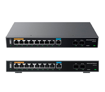 Grandstream GWN7003 Wired Router, 2x SFP, 9x GbE WAN/LAN, 1x PoE-In, 2x PoE-Out, 2.2Gbps NAT routing, 60K NAT sessions, VPN (530