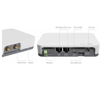 Mikrotik (KNOT) RB924i-2nD-BT5&BG77 KNOT -IoT Gateway IoT con CPU de 650MHz, 64MB RAM, 2 puertos Ethernet 10/100Mbps (PoE-in y P