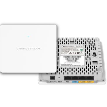 Grandstream GWN7603 Punto de acceso WiFi 5 Wave 2 (802.11ac) de pared 2x2:2 MIMO en 2,4Ghz/5Ghz. Velocidad: 1.27Gbps. Cobertura +100m. Soporta +100 clientes. Puertos:1x GbE PoE/PoE+. 3x GbE dos de ell