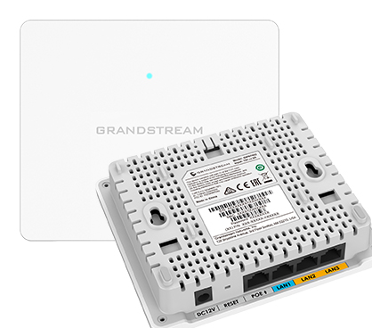 Grandstream GWN7604 Punto de acceso WiFi 6 (802.11ax) de pared con switch PoE integrado. 2x2:2 MU-MIMO en 2,4Ghz y 3x3:2 5Ghz. Velocidad: 3Gbps. Cobertura +100m. Soporta +256 clientes