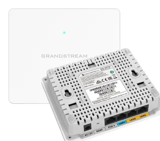 Grandstream GWN7604 Punto de acceso WiFi 6 (802.11ax) de pared con switch PoE integrado. 2x2:2 MU-MIMO en 2,4Ghz y 3x3:2 5Ghz. Velocidad: 3Gbps. Cobertura +100m. Soporta +256 clientes
