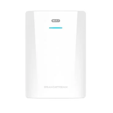 Grandstream GWN7670WM Punto de acceso doble banda de pared WiFi 7 (802.11be) de interior. 2x2:2 MU-MIMO en 2,4 y 5 Ghz.Puertos: 1 x 2,5GbE PoE, 175m cobertura, hasta 256 clientes y 3,6 Gbps troughtput, controladora 50Aps