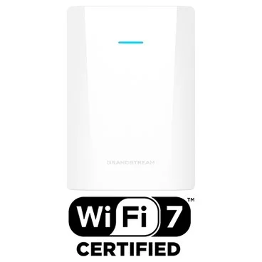Grandstream GWN7672WM Punto de acceso Wi-Fi 7 tribanda BE11000 montaje en pared. 2×2:2 MU-MIMO en las bandas de 2,4 GHz, 5 GHz y 6 GHz, con MLO, 4K QAM, Multi-RU (MRU) y perforación del preámbulo. Hasta 11 Gbps. 384 client