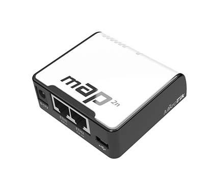 Mikrotik (MAP) RBmAP2nD con CPU AR9531 a 650 MHz, 64 MB de RAM, 2xLAN, wireless integrado de doble cadena 802.11bgn a 2,4 GHz co