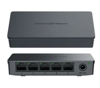 Grandstream GWN7700 Switch no gestionable,5 x GbE RJ45 con negociación automática y MDI/MDIX. Capacidad de switching de 10Gbps.Qos, IGMP snoop. Carcasa de plástico. 5V/0.6A PSU