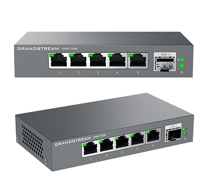 Grandstream GWN7700M Switch no gestionable 2.5G Multi-Gigabit, Puertos: 5 x 2,5GbE RJ45, 1x SFP+, carcasa de metal, PSU 12V/1A