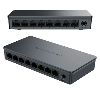 Grandstream GWN7701 Switch no gestionable,8 x GbE RJ45 con negociación automática y MDI/MDIX. Capacidad de switching de 16Gbps.Qos, IGMP snoop. Carcasa de plástico. 5V/0.6A PSU