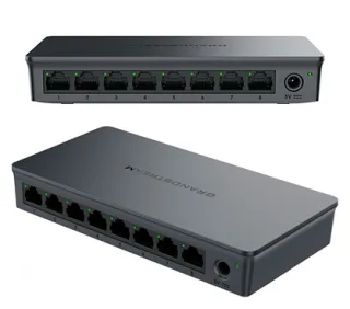 Grandstream GWN7701 Switch no gestionable,8 x GbE RJ45 con negociación automática y MDI/MDIX. Capacidad de switching de 16Gbps.Qos, IGMP snoop. Carcasa de plástico. 5V/0.6A PSU