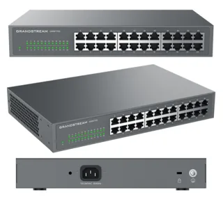 Grandstream GWN7703 Switch no gestionable, 24 x Gbe RJ45 con negociación automática y MDI/MDIX. Capacidad de switching de 48Gbps.Qos, IGMP snoop. Carcasa de metal. Montaje escritorio, pared