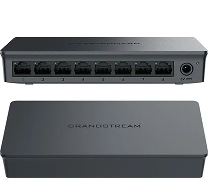 Grandstream GWN7711 Switch gestionable Capa 2. Puertos: 8x GbE. Capacidad de switching 16 Gbps. Cuenta con Qos, IGM Snooping , control de tráfico unicast. Sin ventilador con carcasa de plástico