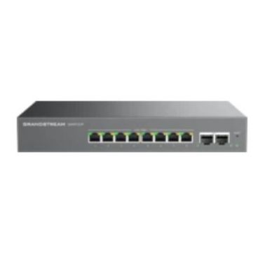 Grandstream GWN7721P Switch gestionable multigigabit Capa 2. Puertos: 8x 2.5GbE RJ45, 2x 10G SFP+, PoE/PoE+. Cuenta con Qos, IGM Snooping , control de tráfico unicast.