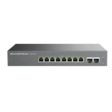 Grandstream GWN7721P Switch gestionable multigigabit Capa 2. Puertos: 8x 2.5GbE RJ45, 2x 10G SFP+, PoE/PoE+. Cuenta con Qos, IGM Snooping , control de tráfico unicast.