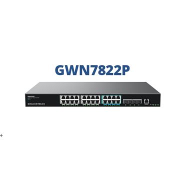 Grandstream GWN7822P Switch gestionable Capa 3 Multigigabit enracable y apilable.Puertos:16x1 GbE + 8x2,5 GbE PoE con PoE budget 260W + 4xSFP+ de 2 y 4 Gb.Rendimiento:76Gbps; switching 152Gb