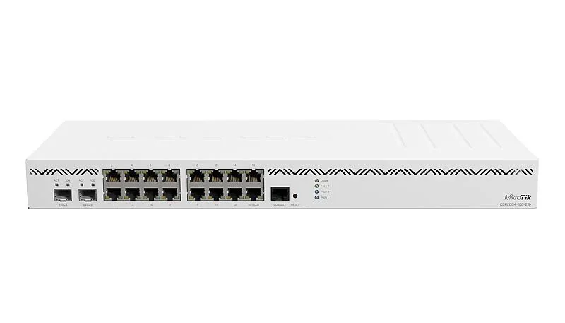 Mikrotik CCR2004-16G-2S+ CPU Alpine v2 4 núcleos 4GB RAM, 16x Gb LAN, 2x SFP+, doble PSU, montaje rack 1U