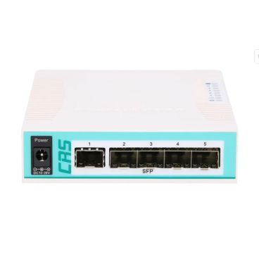 Mikrotik CRS106-1C-5S CPU QCA8511 a 400 MHz, 128 MB de RAM, 1 puerto combinado (Gigabit Ethernet o SFP), 5x SFP, RouterOS L5, ca