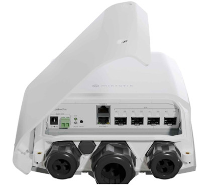 Mikrotik CRS305-1G-4S+OUT (FIBERBOX PLUS) CPU de 800 MHz, 256 MB RAM, 1xGb LAN, 4 SFP+, arranque dual RouterOS o SwitchOS