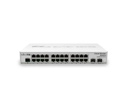 Mikrotik CRS326-24G-2S+IN con CPU de 800 MHz, 512 MB de RAM, 24xGigabit LAN, 2xSFP+, RouterOS L5 o SwitchOS (arranque dual), caj