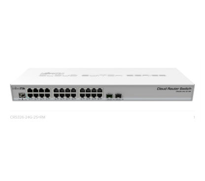 Mikrotik CRS326-24G-2S+RM Cloud Router Switch con CPU de 800 MHz, 512 MB de RAM, 24xGigabit LAN, 2xSFP+, RouterOS L5 o SwitchOS