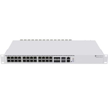 Mikrotik CRS326-4C+20G+2Q+RM Switch 20x 2,5Gb Ethernet, 4x combinados 10Gb/SFP+, 2x QSFP+ 40Gb, 1x100Mb para gestión, 128MB RAM, RouterOSL6, carcasa rack 1U, fuente alimentación redundante doble