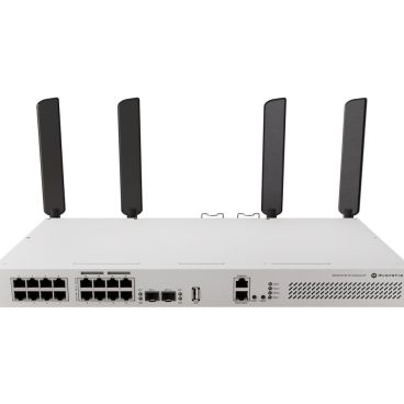 Mikrotik CRS418-8P-8G-2S+5axQ2axQ-RM Cloud Router Switch con CPU de cuatro núcleos a 2.2GHz, 1 GB de RAM, 17 puertos Ethernet Gbe (8 con soporte PoE-out 802.3af/at), 2 puertos 10G SFP+,dual-band 4x4 MIMO antenas externas de 5dBi p