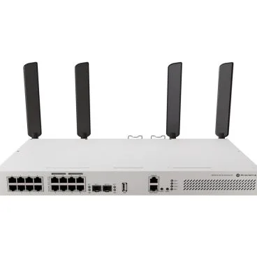 Mikrotik CRS418-8P-8G-2S+5axQ2axQ-RM Cloud Router Switch con CPU de cuatro núcleos a 2.2GHz, 1 GB de RAM, 17 puertos Ethernet Gbe (8 con soporte PoE-out 802.3af/at), 2 puertos 10G SFP+,dual-band 4x4 MIMO antenas externas de 5dBi p