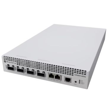 Mikrotik CRS804-4DDQ-hRM Switch 804 DDQ con CPU AL52400 de cuatro núcleos a 2 GHz, 4 GB de RAM, chip de conmutación 98DX7335, 2 puertos Ethernet 1G/2.5G/5G/10G, 4 puertos QSFP56-DD de 400 G, RouterOS L6, chasis 1U para montaj