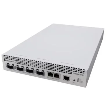 Mikrotik CRS804-4DDQ-hRM Switch 804 DDQ con CPU AL52400 de cuatro núcleos a 2 GHz, 4 GB de RAM, chip de conmutación 98DX7335, 2 puertos Ethernet 1G/2.5G/5G/10G, 4 puertos QSFP56-DD de 400 G, RouterOS L6, chasis 1U para montaj