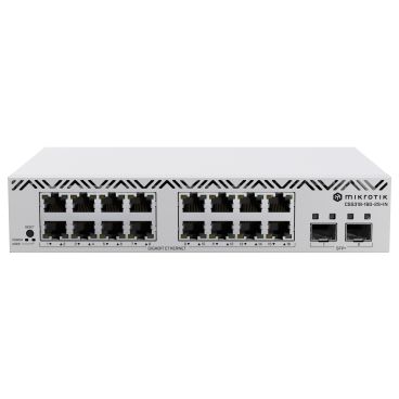 Mikrotik CSS318-16G-2S+IN Switch 16xGb Ethernet, 2x SFP+, SwOS, carcasa de escritorio, PSU, instalación en rack de 10 pulgadas, estándar de 19 o dos en un espacio 1U