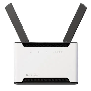 Mikrotik H53UiG-5HaxQ2HaxQ (CHATEAU PRO AX) Router WiFi6 CPU 4 núcleos 2,2GHz, RAM 1GB, 1xLAN 5Gb (1xPoE out), 2x wireless MIMO 4x4, antenas 5dBi 2,4GHz y 6dBi 5GHz, carcasa torre, USB, fuente alim., RouterOS L6