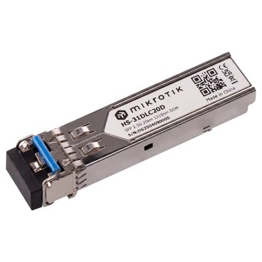 Mikrotik HS-31DLC20D Módulo transceptor SFP de 1,25 Gbps/2,5 Gbps para fibra óptica monomodo (SM), longitud de onda de 1310 nm, alcance de hasta 20 km y conector LC dúplex