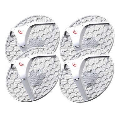 Mikrotik LHG XL HP5 4pack. Pack de 4 LHG XL HP5, con antena de 27dBi 5GHz, wireless 802.11an, CPU de 600MHz, 64MB RAM, 1x LAN, POE, fuente de alimentación, RouterOS L3