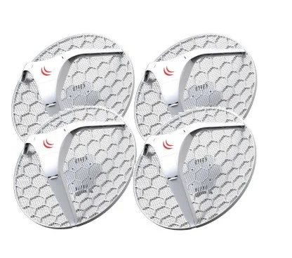 Mikrotik LHG XL HP5 4pack. Pack de 4 LHG XL HP5, con antena de 27dBi 5GHz, wireless 802.11an, CPU de 600MHz, 64MB RAM, 1x LAN, POE, fuente de alimentación, RouterOS L3