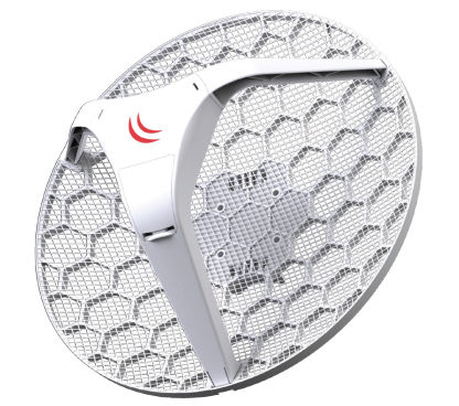 Mikrotik LHG XL HP5 RBLHG-5HPnD-XL con antena de 27dBi 5GHz, wireless de doble cadena 802.11a/n, CPU de 600MHz, 64MB RAM, 1x LAN, POE, fuente de alimentación, RouterOS L3