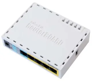 Mikrotik RB/750UP (RB750UPr2 Hex PoE Lite) CPU de 650MHz, 64MB de RAM, 5xLAN (cuatro con salida PoE), USB, RouterOS L4, caja de