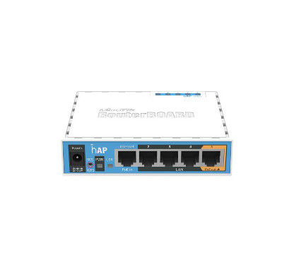 Mikrotik RB/951UI2ND hAP with 650MHz CPU, 64MB RAM, 5xLAN, built-in 2.4Ghz 802.11b/g/n 2x2 two chain wireless with