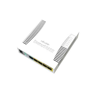 Mikrotik RB260GSP (CSS106-1G-4P-1S) 5 puertos Gigabit y SFP, SwOS, caja de plástico, POE-OUT y fuente de alimentación