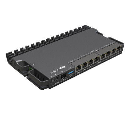 Mikrotik RB5009UPr+S+IN con 1x LAN 2,5Gbit y 7x LAN 1Gbit (todos 802.3af/at PoE-out y un POE-in), 1GB RAM