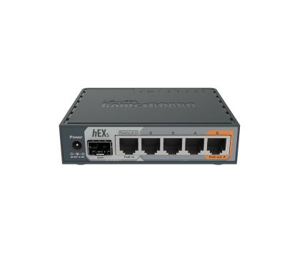 Mikrotik RB760iGS (hEX S) CPU de doble núcleo a 880 MHz, 256 MB de RAM, 5 puertos LAN Gigabit, SFP, USB, salida PoE en el puert