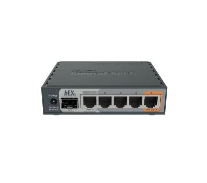 Mikrotik RB760iGS (hEX S) CPU de doble núcleo a 880 MHz, 256 MB de RAM, 5 puertos LAN Gigabit, SFP, USB, salida PoE en el puert