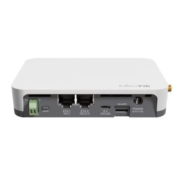 Mikrotik RB924iR-2nD-BT5&BG77&R11e-LR9 ( KNOT LR9 KIT ) Gateway IoT con CPU de 650MHz, 64MB de RAM, 2x 10/100Mb (PoE-in/PoE-out), wireless dual chain 802.11b/g/n con antena, tarjeta R11e-LR9, Bluetooth, GPS, microUSB, RouterOSL4,