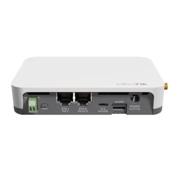 Mikrotik RB924iR-2nD-BT5&BG77&R11e-LR9 ( KNOT LR9 KIT ) Gateway IoT con CPU de 650MHz, 64MB de RAM, 2x 10/100Mb (PoE-in/PoE-out), wireless dual chain 802.11b/g/n con antena, tarjeta R11e-LR9, Bluetooth, GPS, microUSB, RouterOSL4,