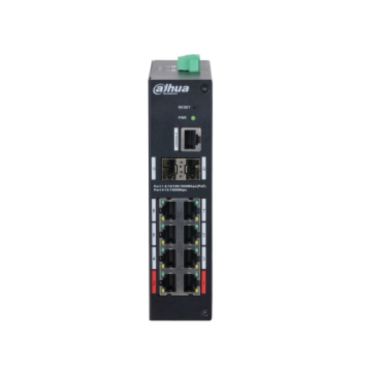 Dahua DH-HS4210-8GT-110 - Switch Industrial Gestionable Layer 2, 10 Puertos (8x Gbps PoE+, 2x Uplink SFP Gbps), Puertos PoE: 2x PoE++ (90W) y 6x PoE+ (15/30W), PoE Budget 110W, Temperatura de Funcionamiento –30 °C a +65, Carril D