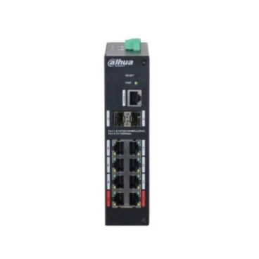 Dahua DH-HS4210-8GT-110 - Switch Industrial Gestionable Layer 2, 10 Puertos (8x Gbps PoE+, 2x Uplink SFP Gbps), Puertos PoE: 2x PoE++ (90W) y 6x PoE+ (15/30W), PoE Budget 110W, Temperatura de Funcionamiento –30 °C a +65, Carril D