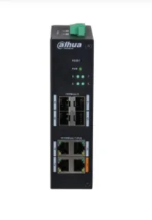 Dahua DH-HS4408-4ET-60 - Switch Industrial Gestionable Layer 2, 8x Puertos (4x 10/100Mbps PoE + 4x Uplink SFP Gbps), Puertos PoE: 1x PoE++ (60W) y 3x PoE+ (15/30W), PoE Budget 60W, Temperatu