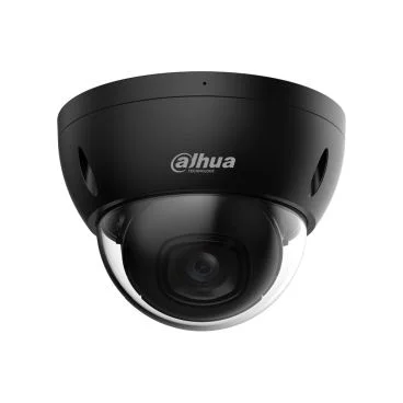 Dahua DH-IPC-HDBW2441E-S-BLACK - Cámara IP Formato Domo, Resistente a Intemperie, 4MP 20fps (2688×1520px) 25/30fps (2560x1440), Lente Fija (2.8mm), Visión Nocturna IR 30m, Alimentación PoE y por Fuente (no incl.), Ranura MicroSD