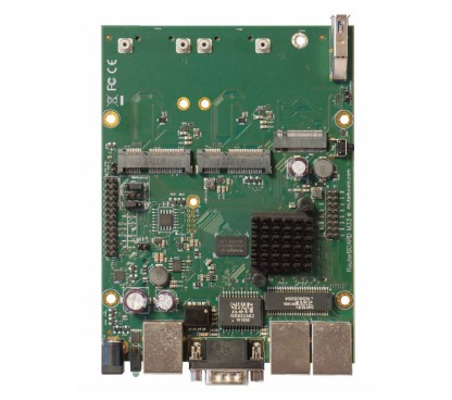 Mikrotik RBM33G RouterBOARD M33G con CPU Dual Core 880MHz, 256MB RAM, 3x Gbit LAN, 2x miniPCI-e, 2x ranuras SIM, USB, ranura mic