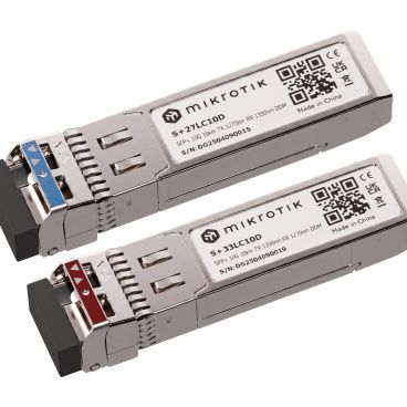 Mikrotik S+2733LC10D Par de módulos transceptores SFP+ compuesto por: S+27LC10D (10 Gbps para fibra óptica monomodo (SM), alcance de hasta 10 km + S+33LC10D (10 Gbps para fibra óptica monomodo (SM), alcance de hasta 10 km