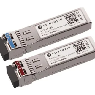 Mikrotik S+2733LC10D Par de módulos transceptores SFP+ compuesto por: S+27LC10D (10 Gbps para fibra óptica monomodo (SM), alcance de hasta 10 km + S+33LC10D (10 Gbps para fibra óptica monomo