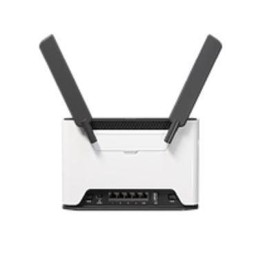 Mikrotik S53UG+5HaxD2HaxD-TC&RG650E-EU (CHATEAU 5G AX R17) Router con CPU de 4 núcleos 1,8 GHz, 1 GB de RAM, 1 x 2,5 Gbit Eth, 4 x Gbit Eth, dos interfaces inalámbricas: 802.11ax de dos cadenas de 2,4 GHz y 5 GHz integrada con ant